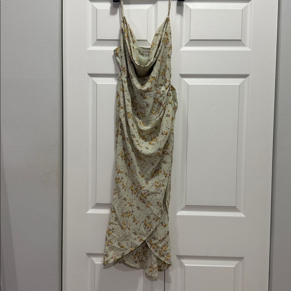 Floral Cowl Neck Midi Dress in Sage Green